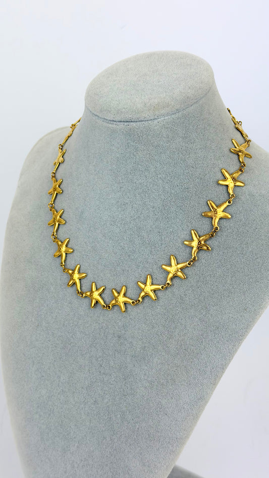 Colar estrelas do mar aço dourado