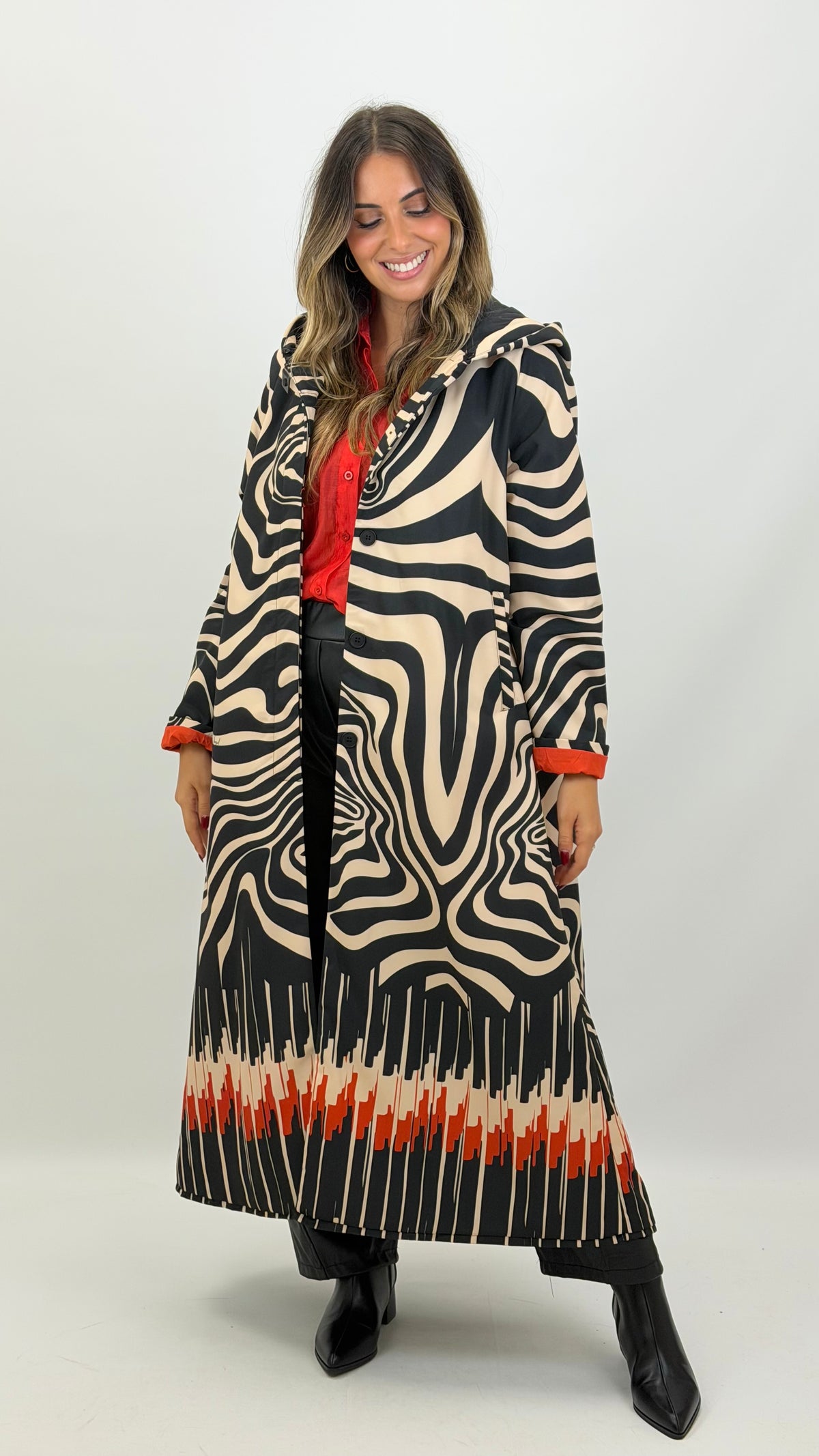 Parka comprida estampada Mercedes de Miguel