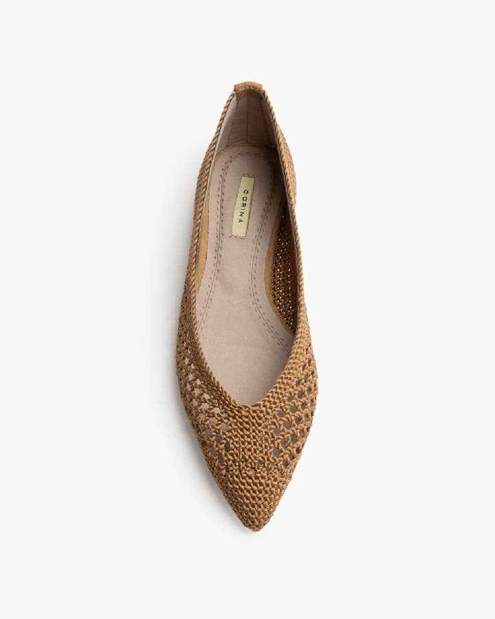 Sapato/sabrina raso em croché camel