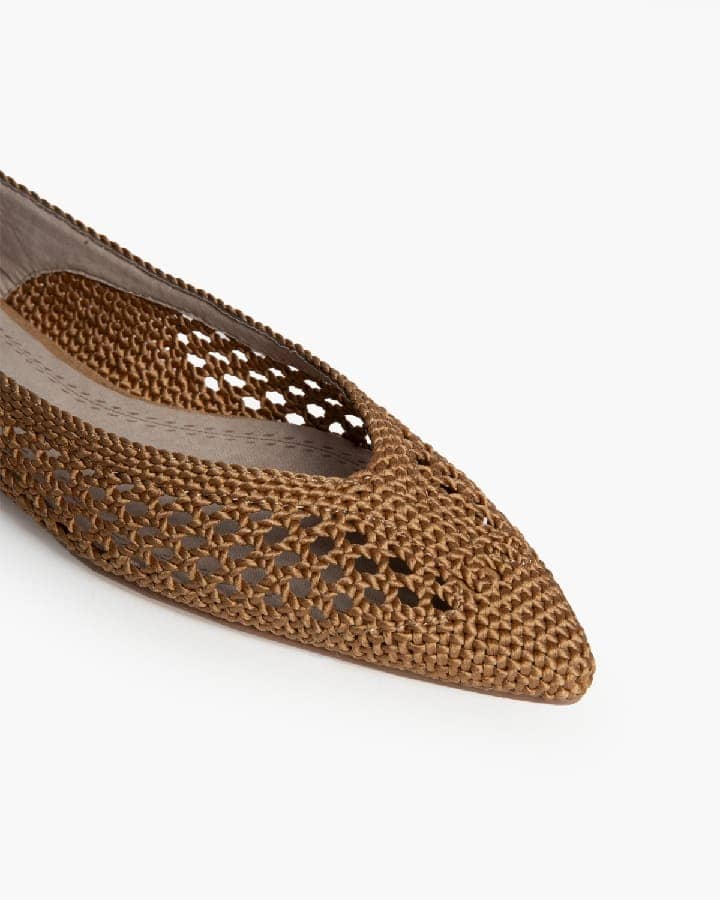 Sapato/sabrina raso em croché camel