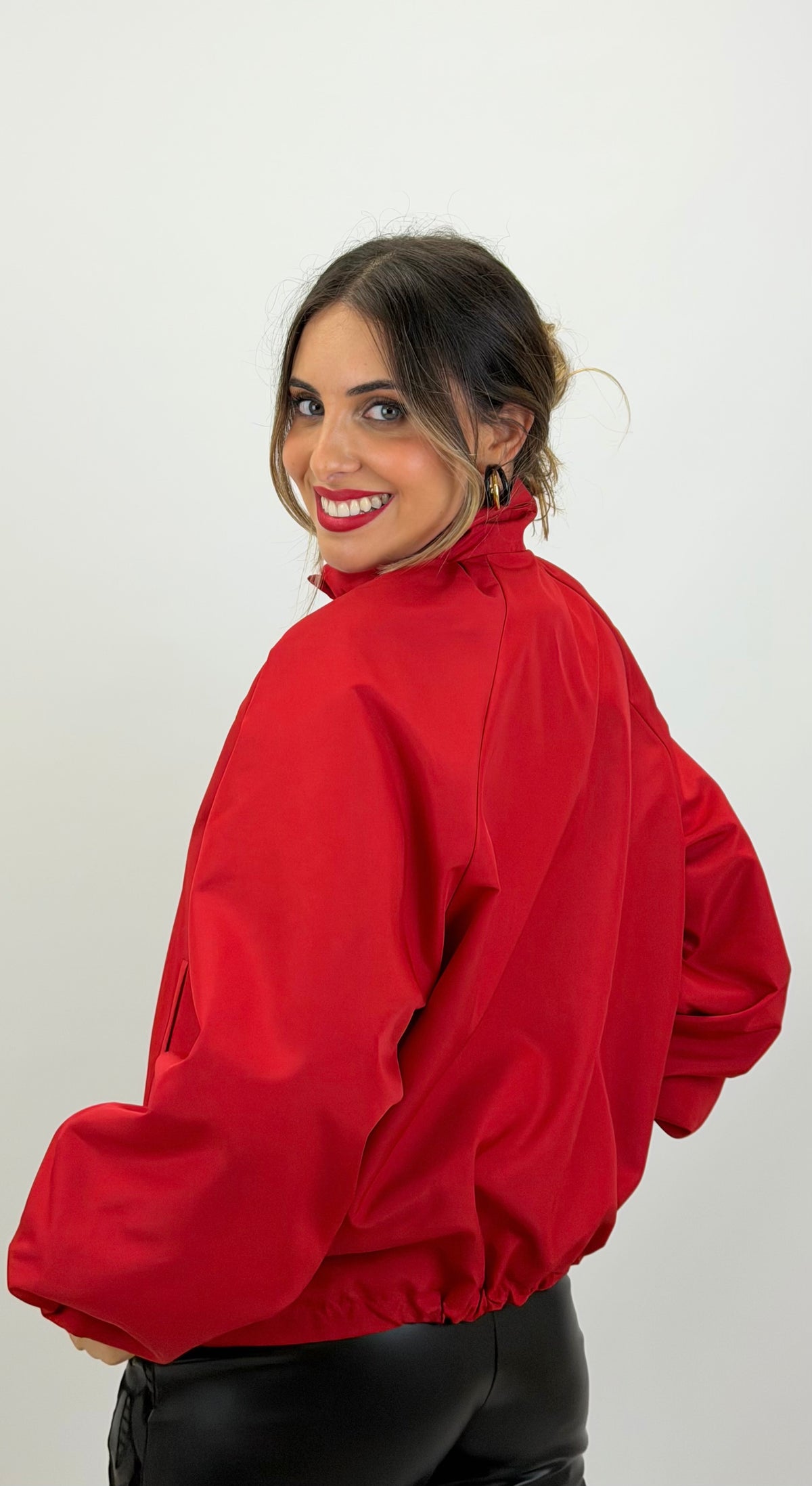 Parka/bomber meia-estação vermelho