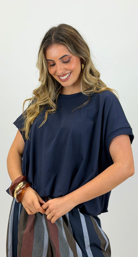 T-shirt abalonada azul-marinho