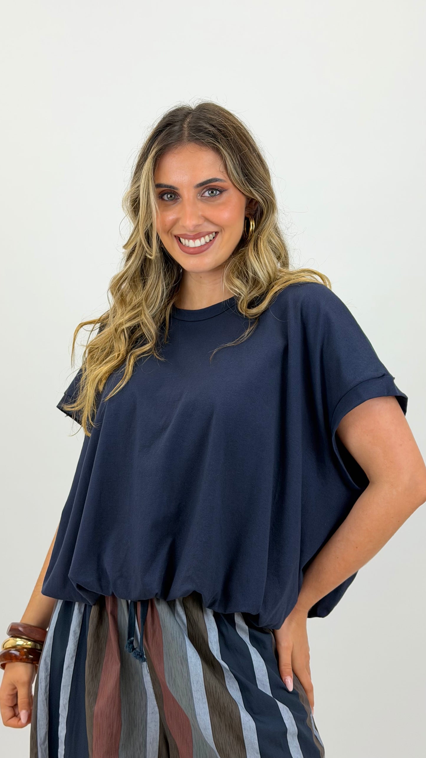 T-shirt abalonada azul-marinho