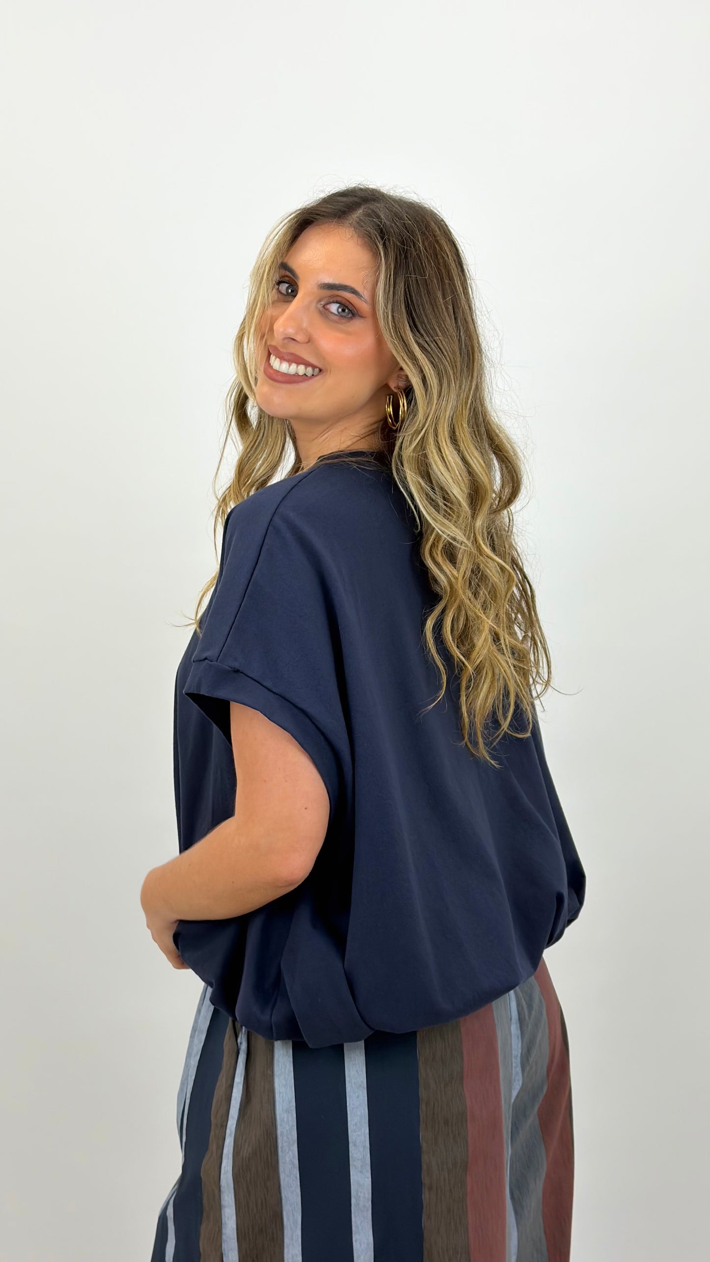 T-shirt abalonada azul-marinho