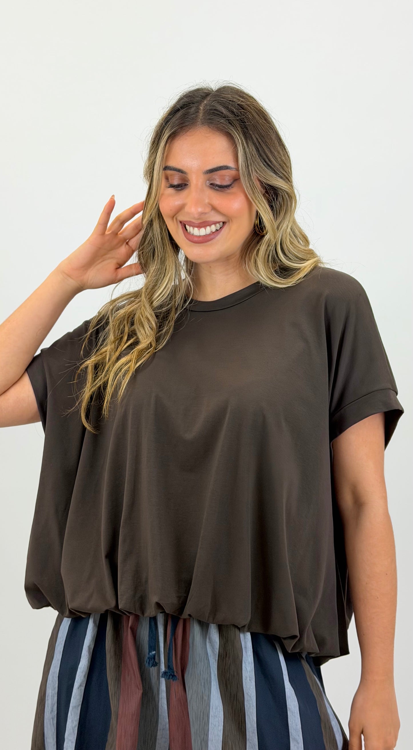 T-shirt abalonada castanho