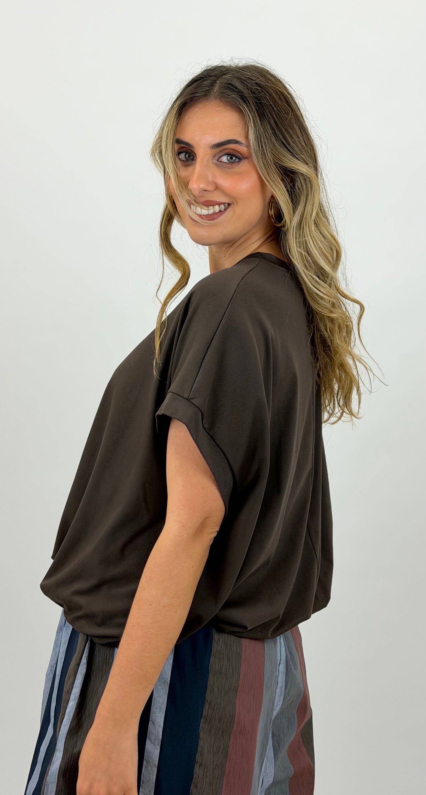 T-shirt abalonada castanho