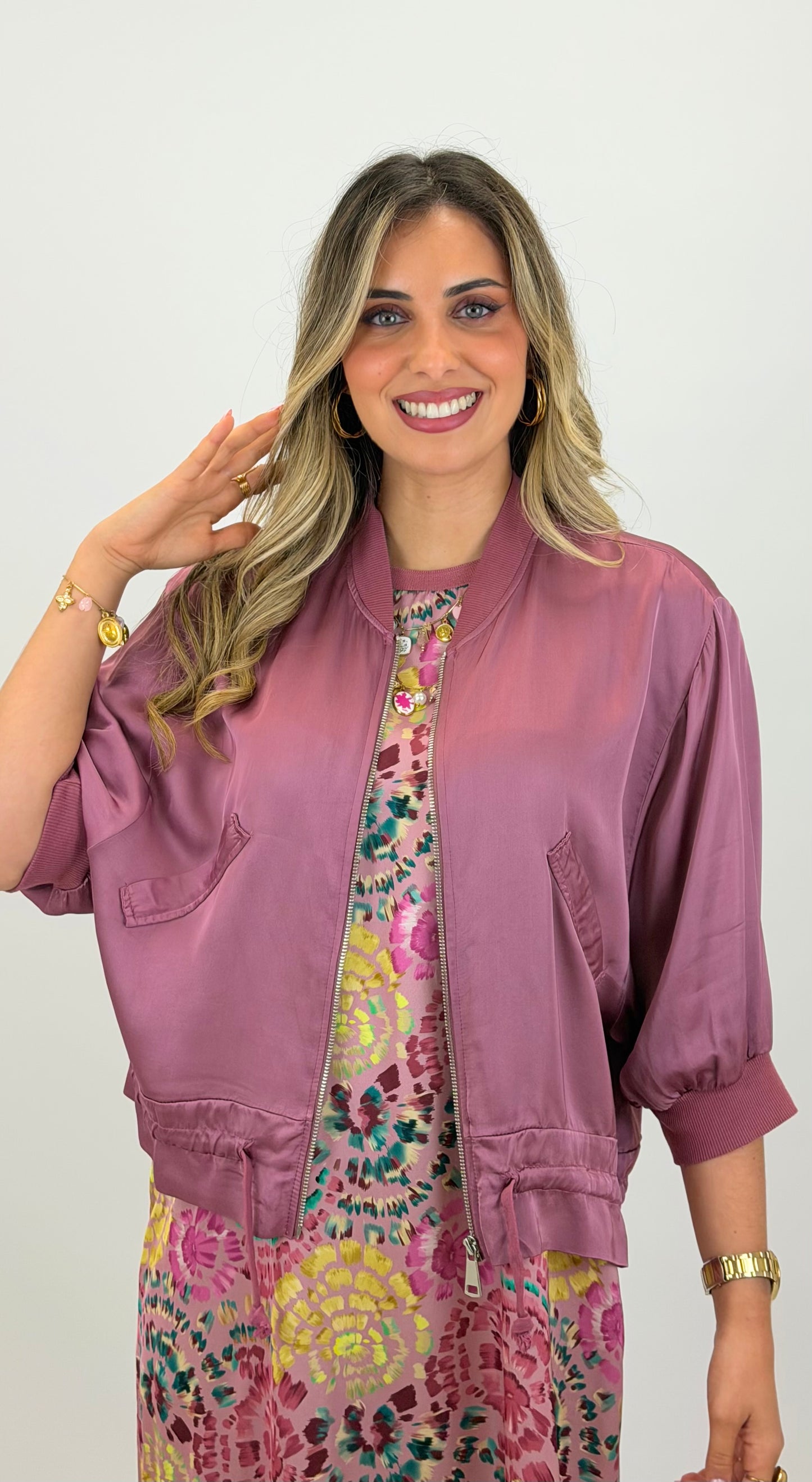 Bomber acetinado Malva