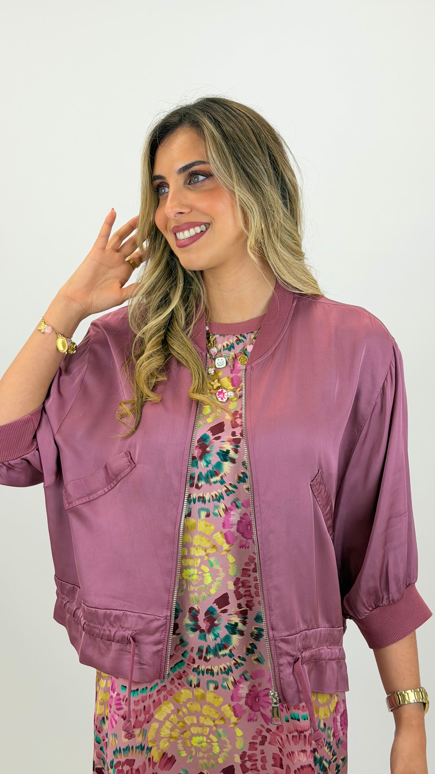 Bomber acetinado Malva