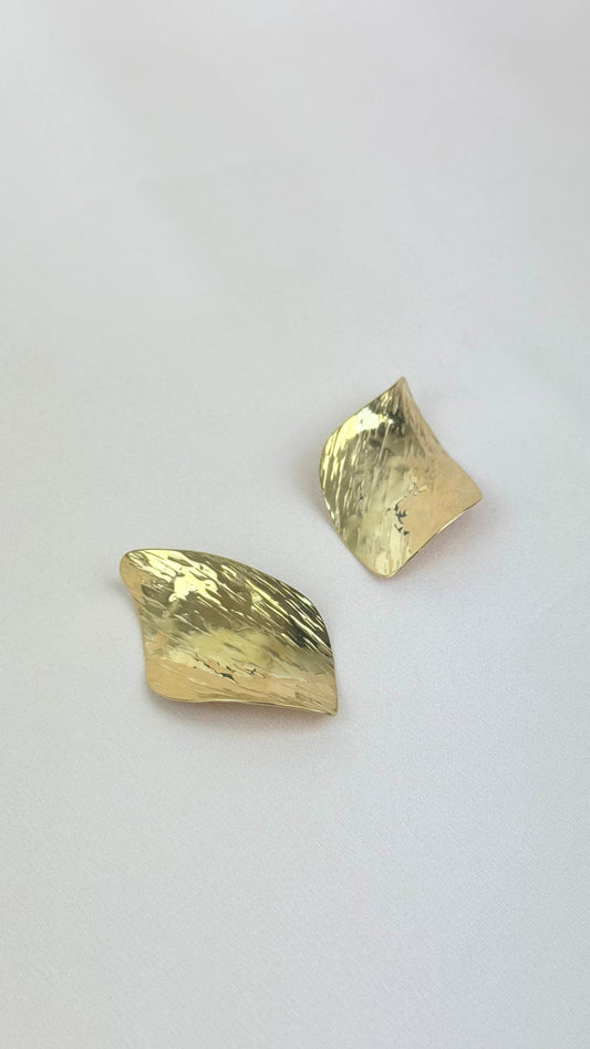 Brincos folhas aço dourado