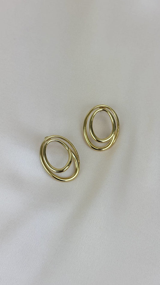 Brincos aço duas rodas dourado