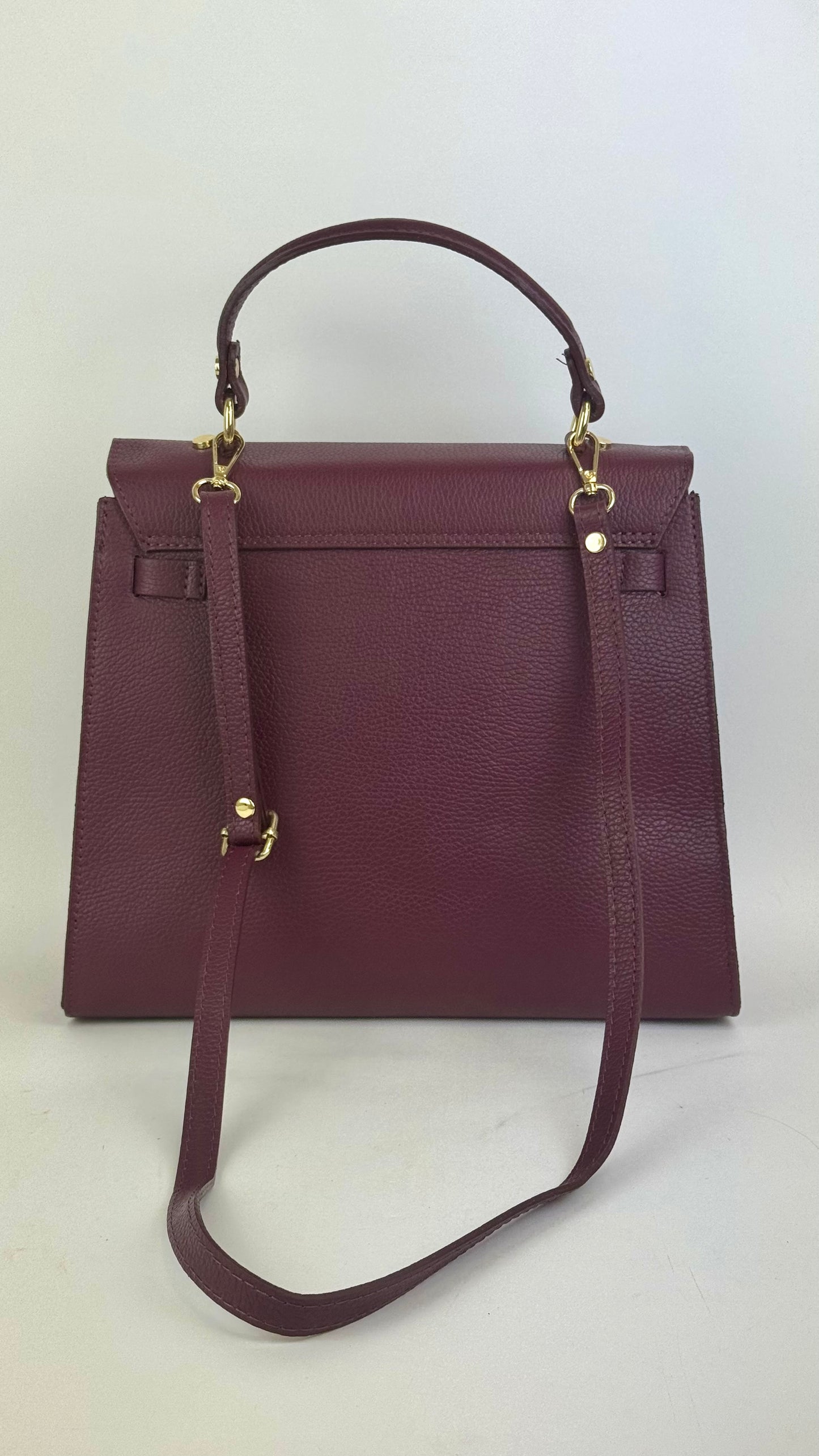 Mala em pele genuína bordeaux tamanho grande