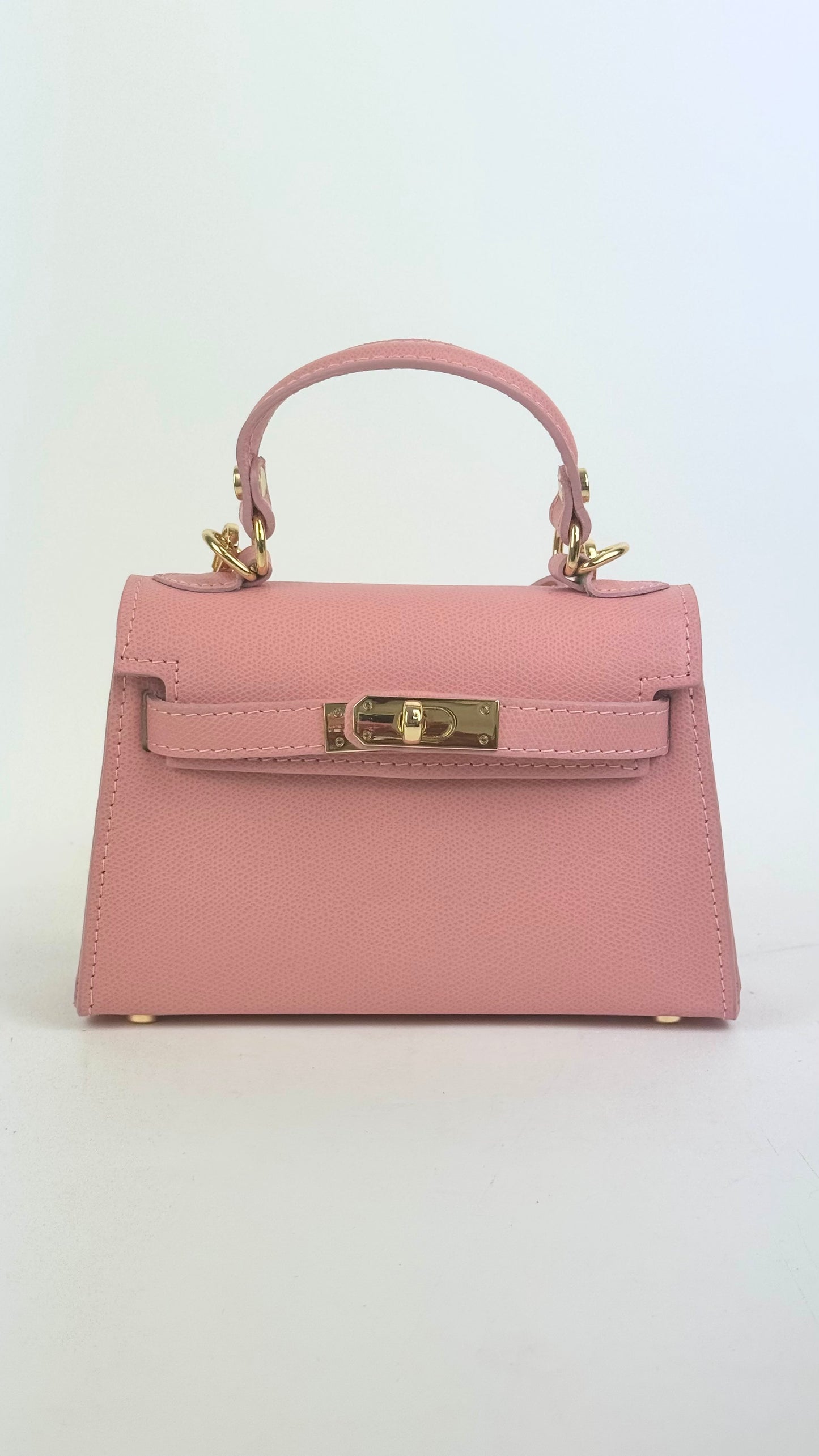 Mala em pele genuína rosa tamanho pequeno