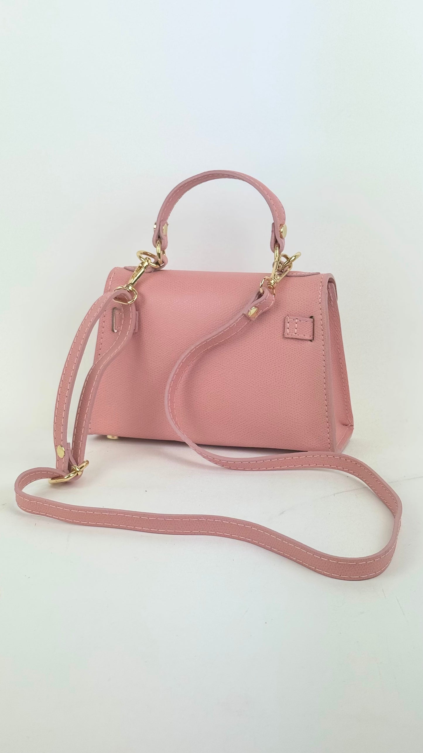 Mala em pele genuína rosa tamanho pequeno