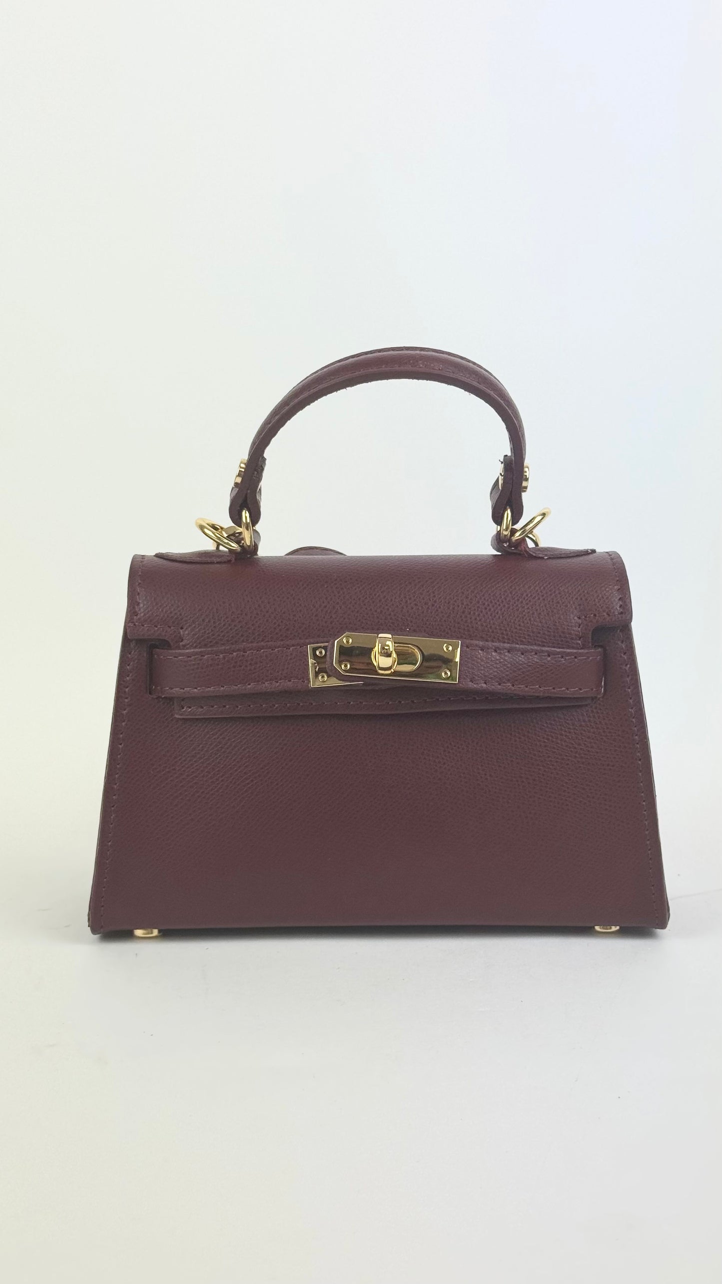 Mala em pele genuína bordeaux tamanho pequeno