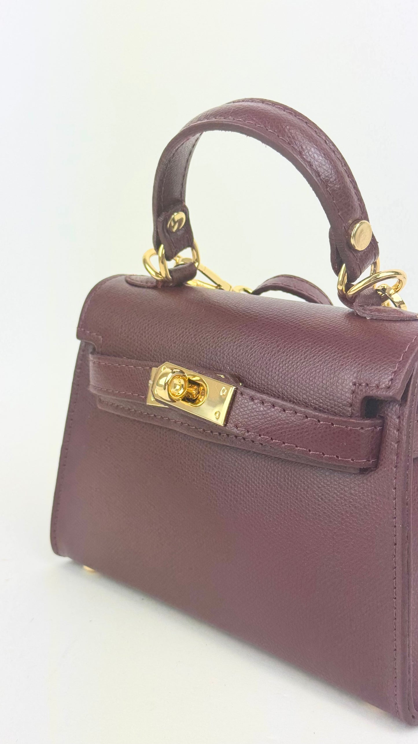 Mala em pele genuína bordeaux tamanho pequeno