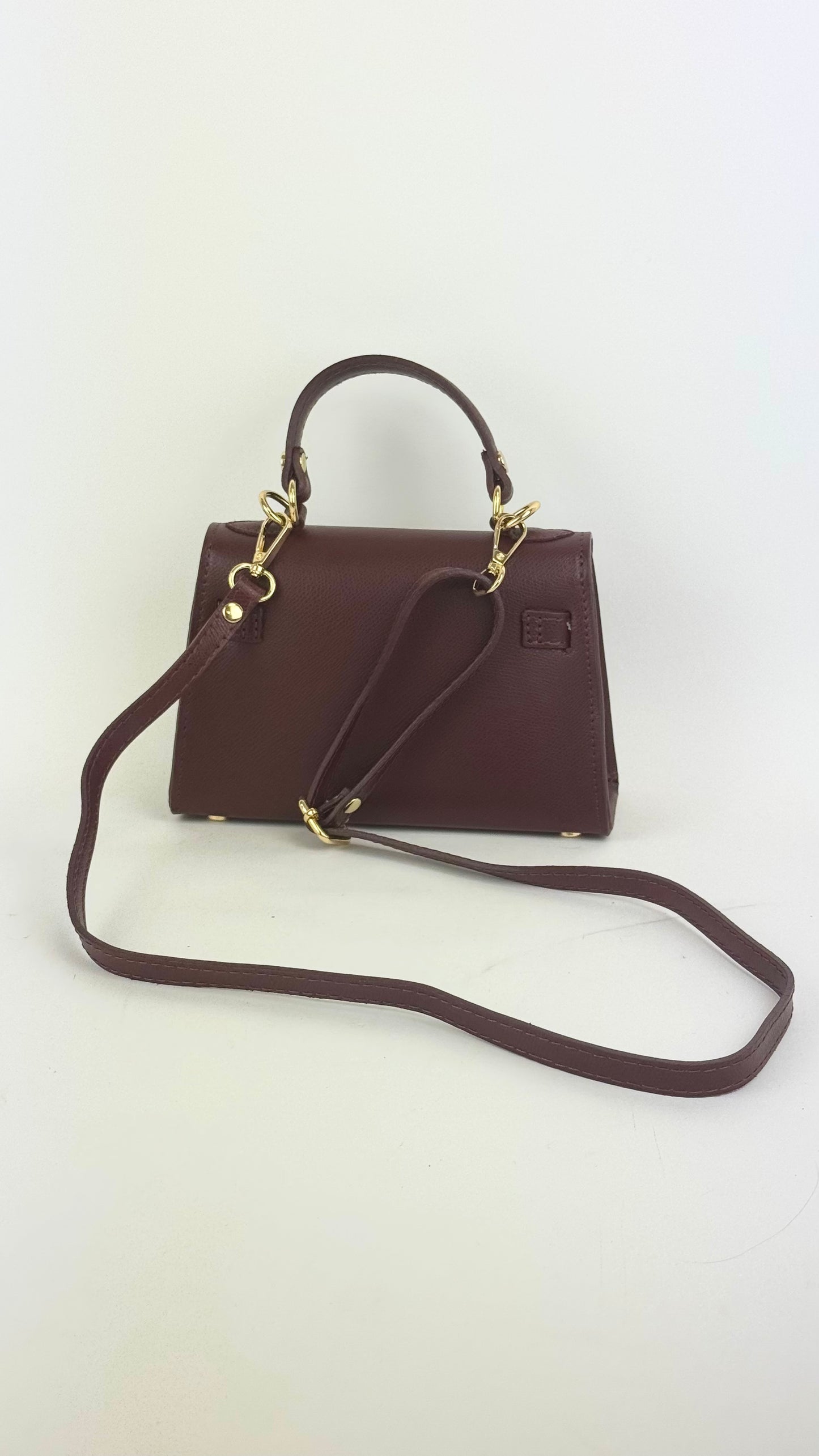 Mala em pele genuína bordeaux tamanho pequeno