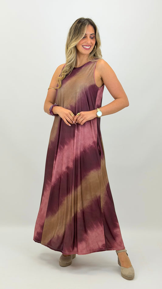 Vestido malha fria degradé tons rosa