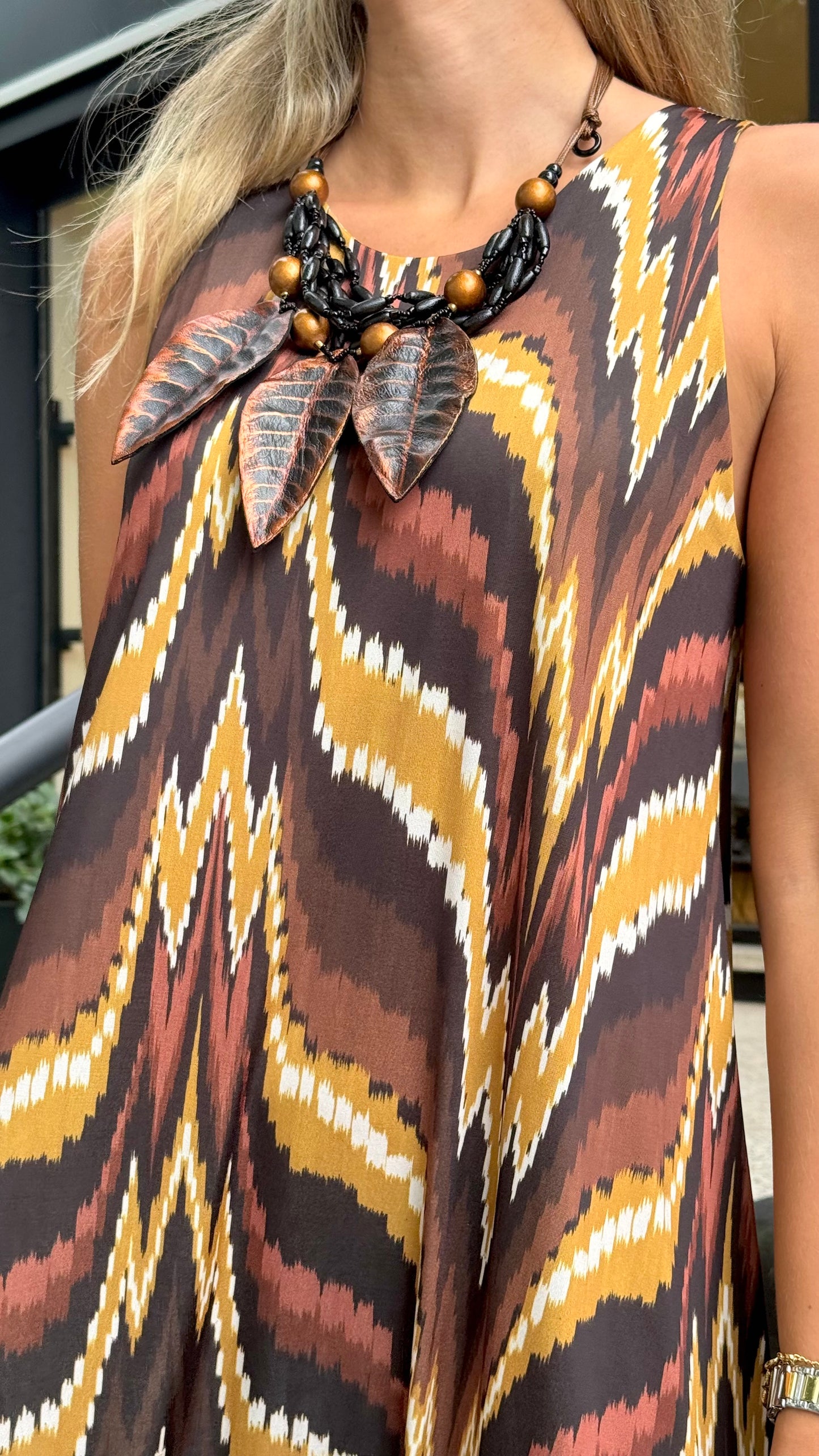Vestido malha-fria tons terra