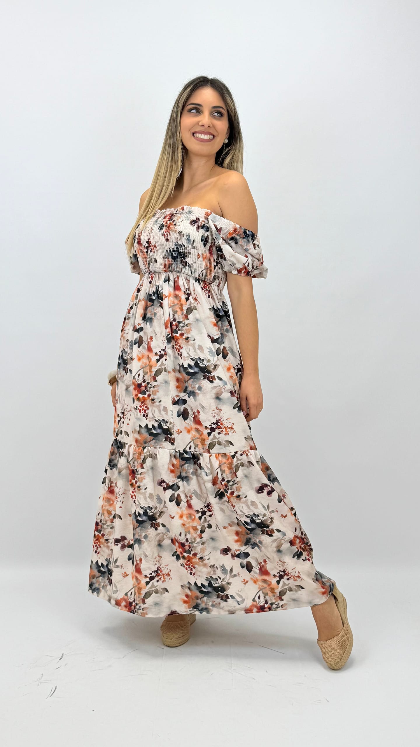 Vestido Printemps tons ferrugem