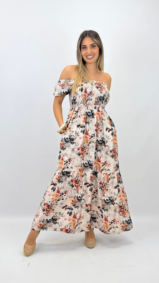 Vestido Printemps tons ferrugem