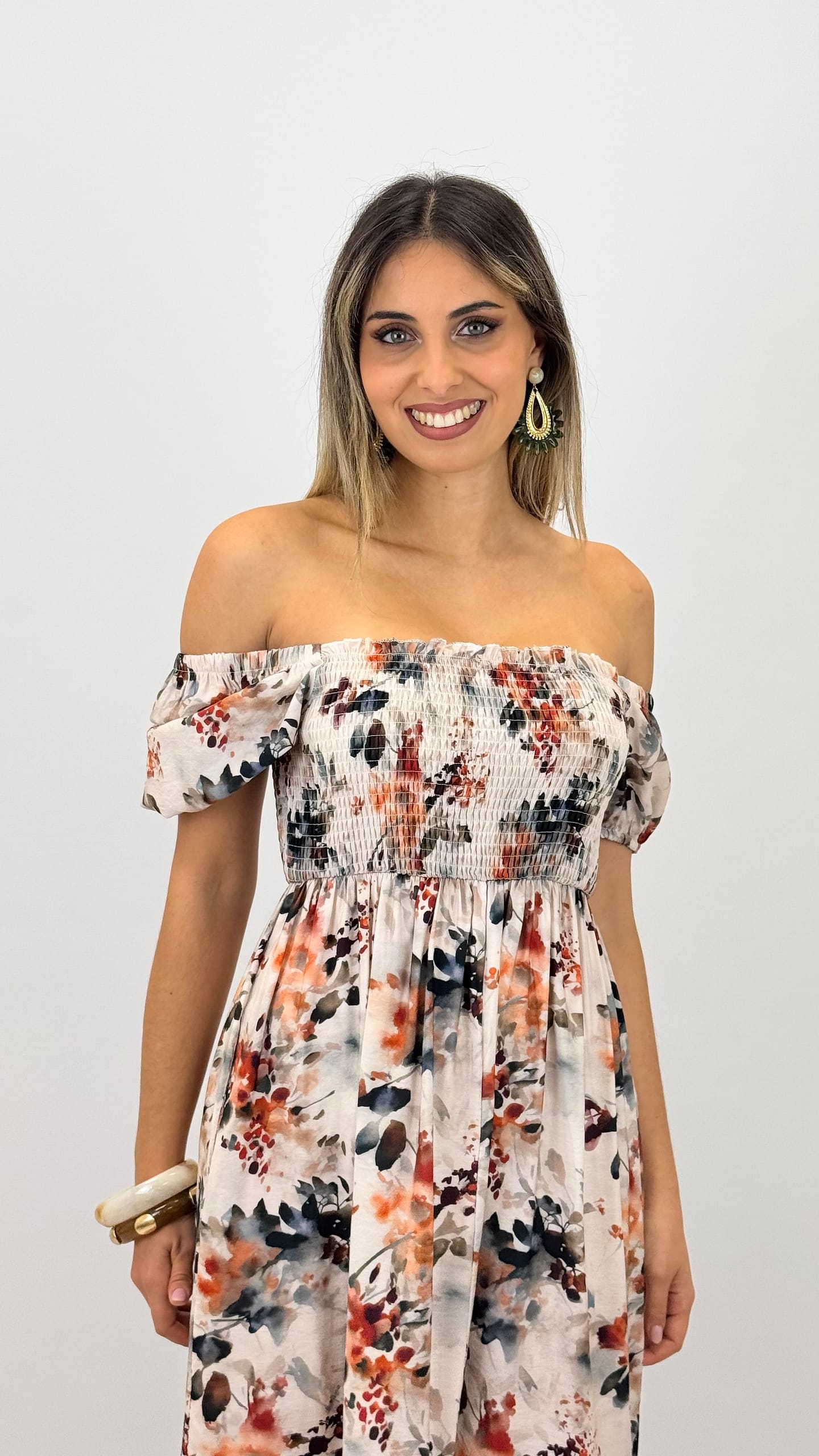 Vestido Printemps tons ferrugem