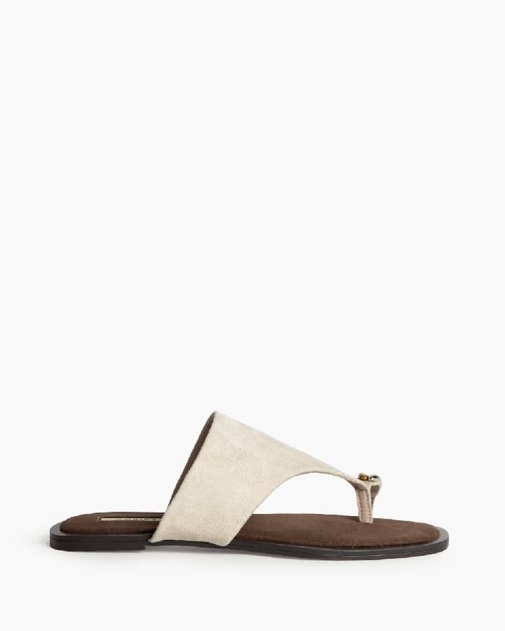 Chinelo estilo camurça com aplicação metalizada Taupe