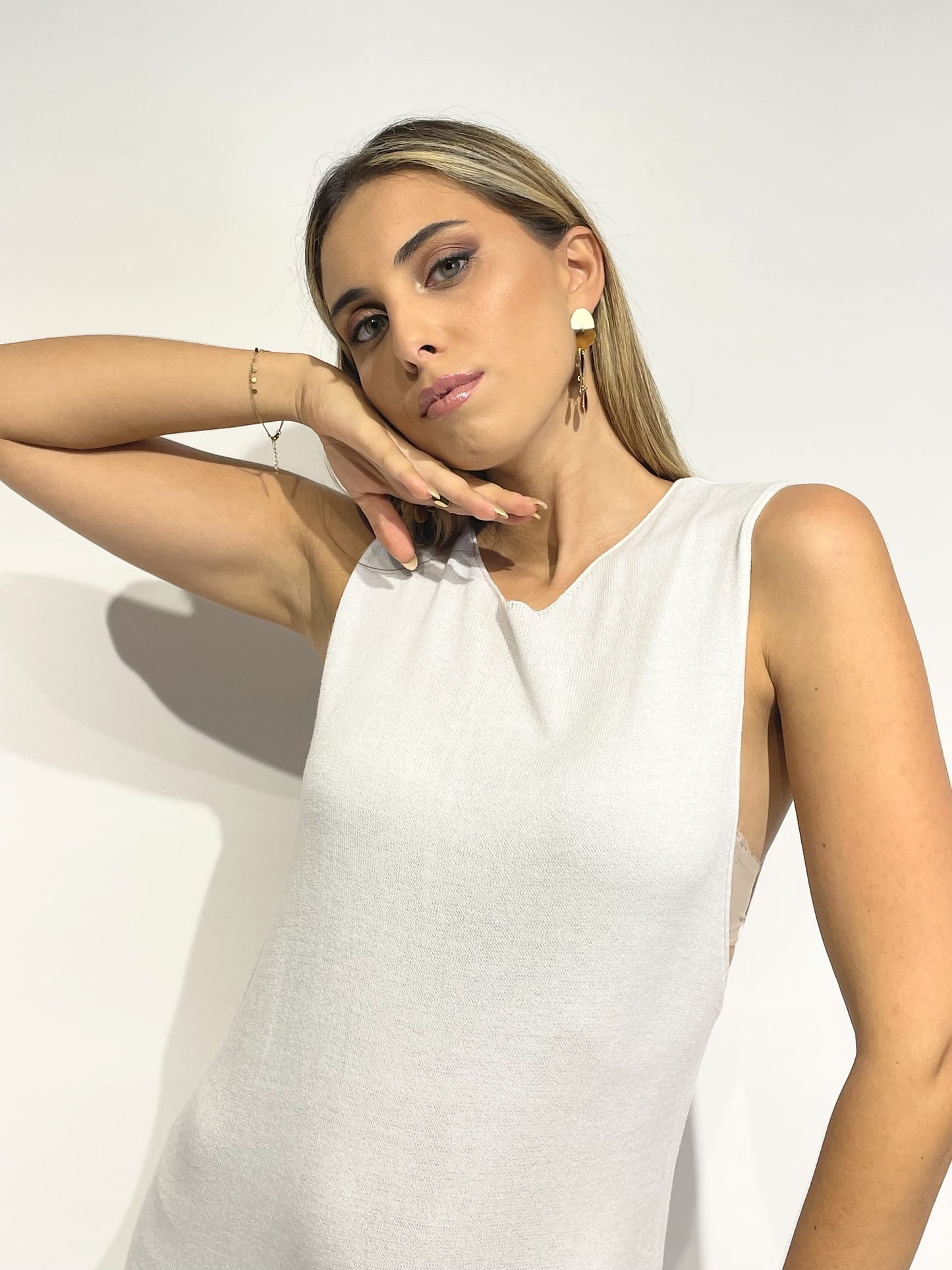 Vestido malha básico branco