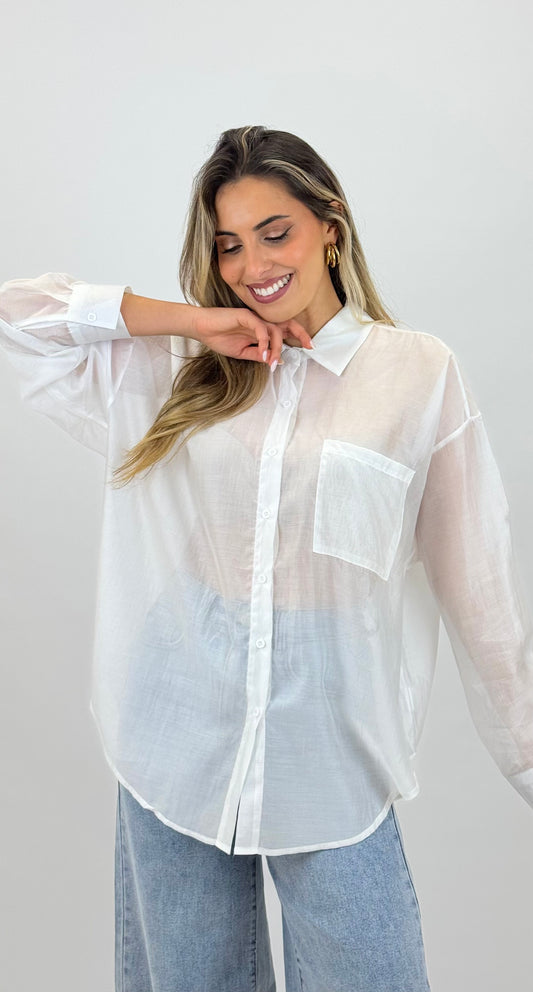 Blusa em tecido fluído branca