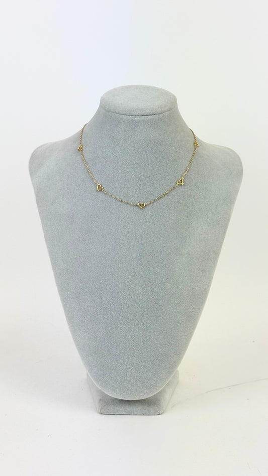 Colar fio dourado com corações