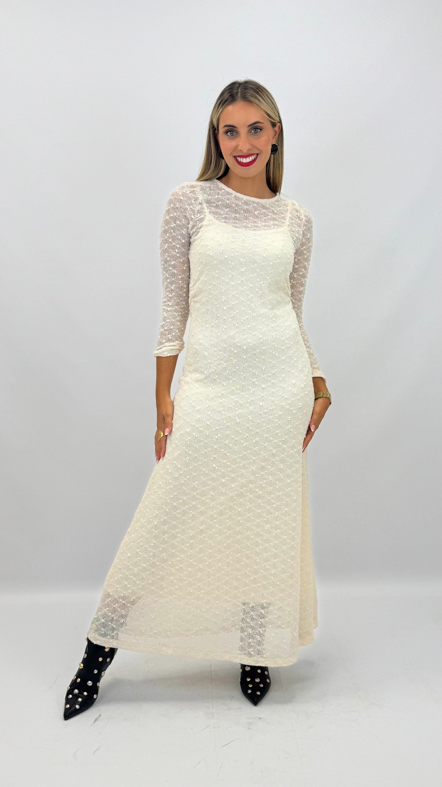 Vestido midi pérola