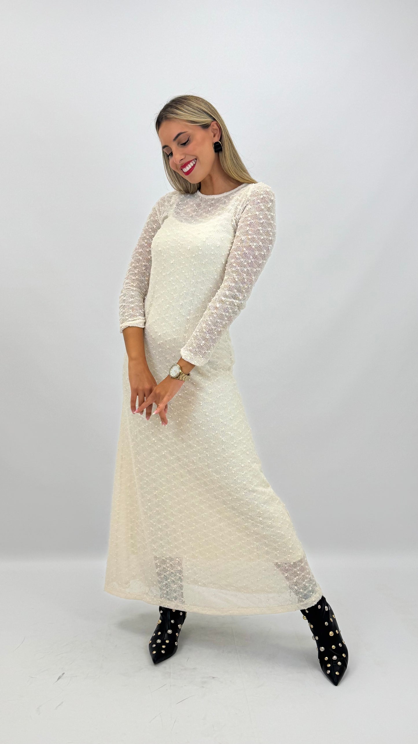 Vestido midi pérola