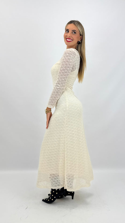 Vestido midi pérola