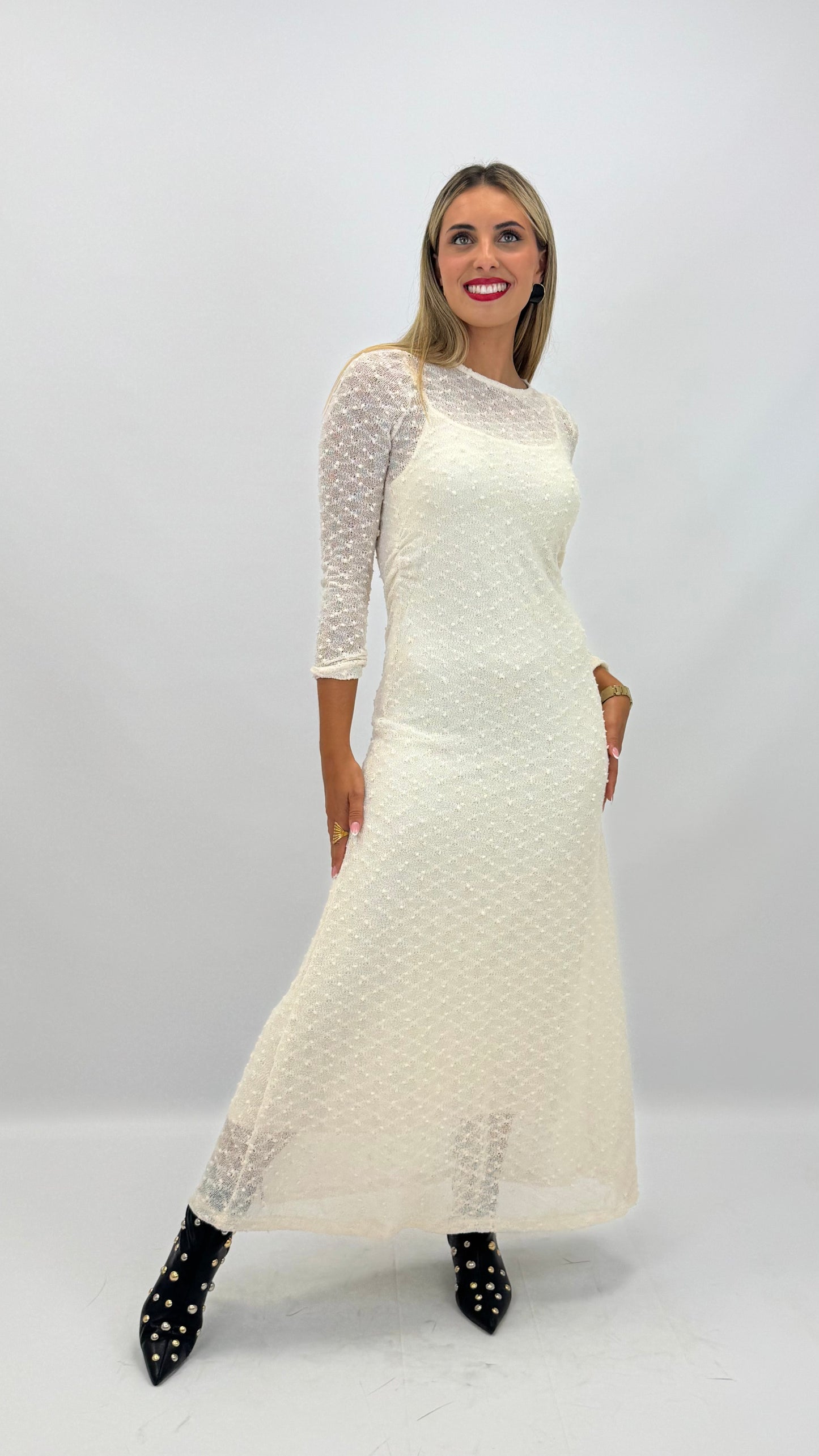 Vestido midi pérola