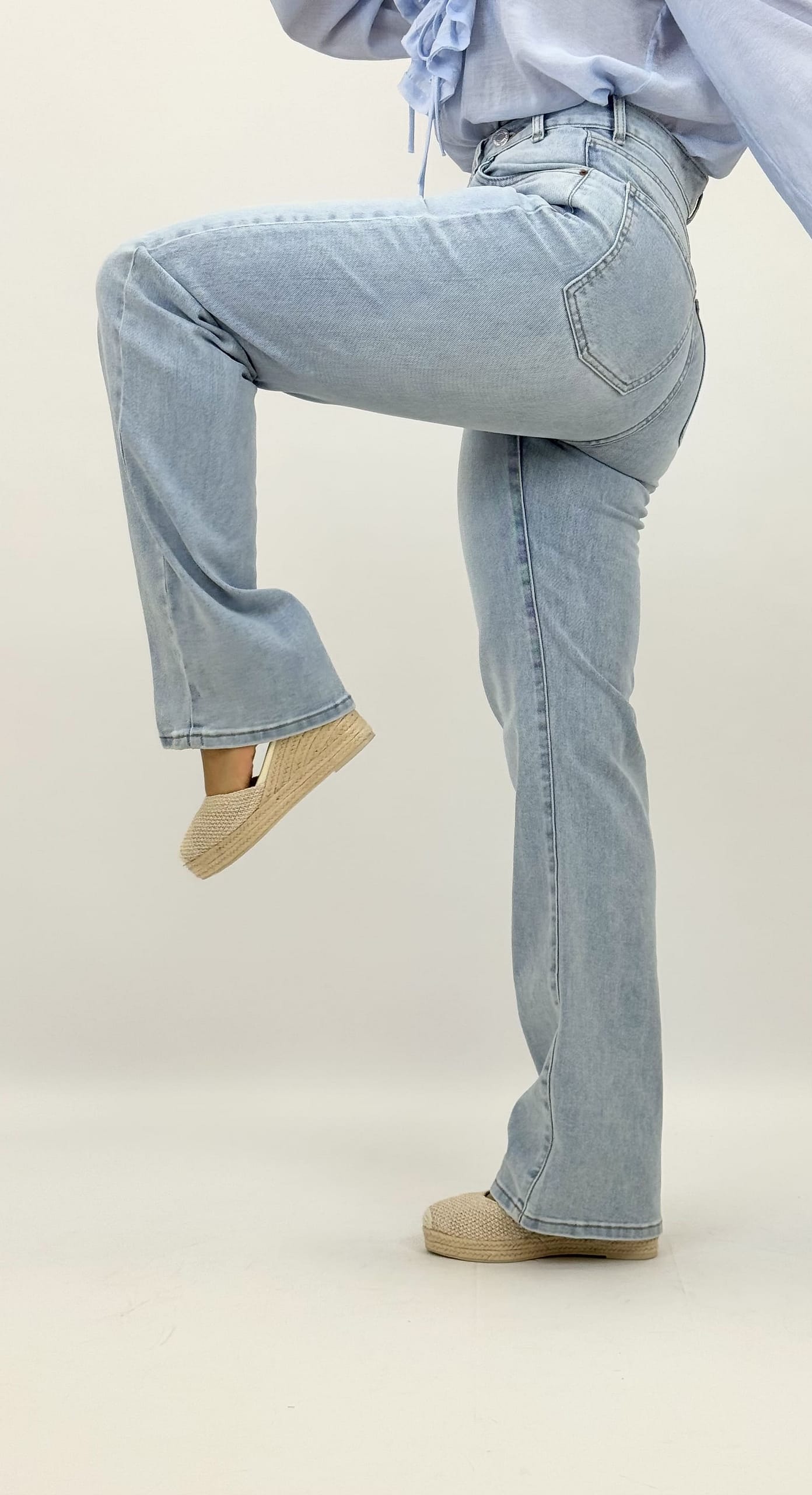 Calça ganga fecho sobreposto wide-leg