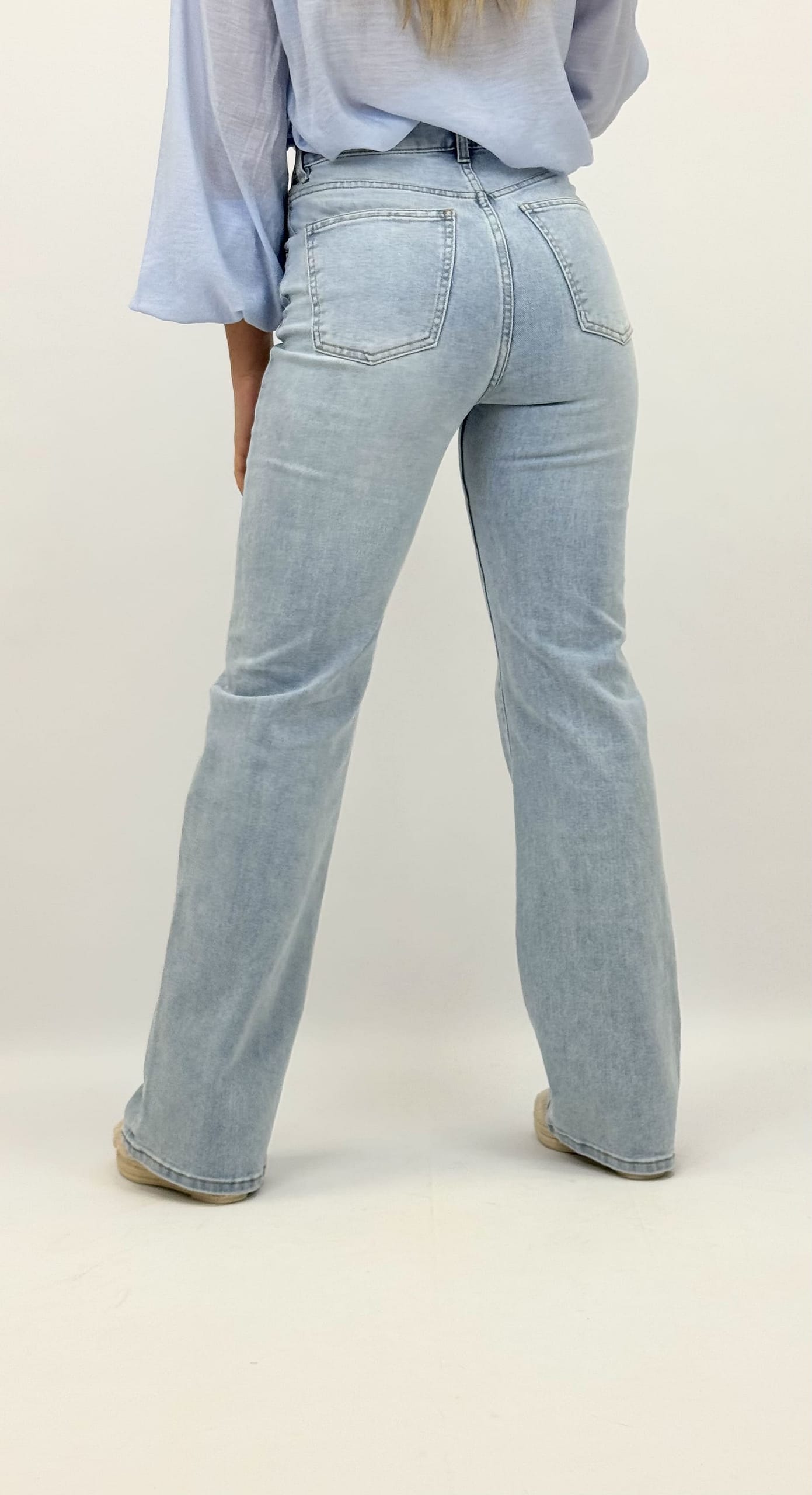 Calça ganga fecho sobreposto wide-leg