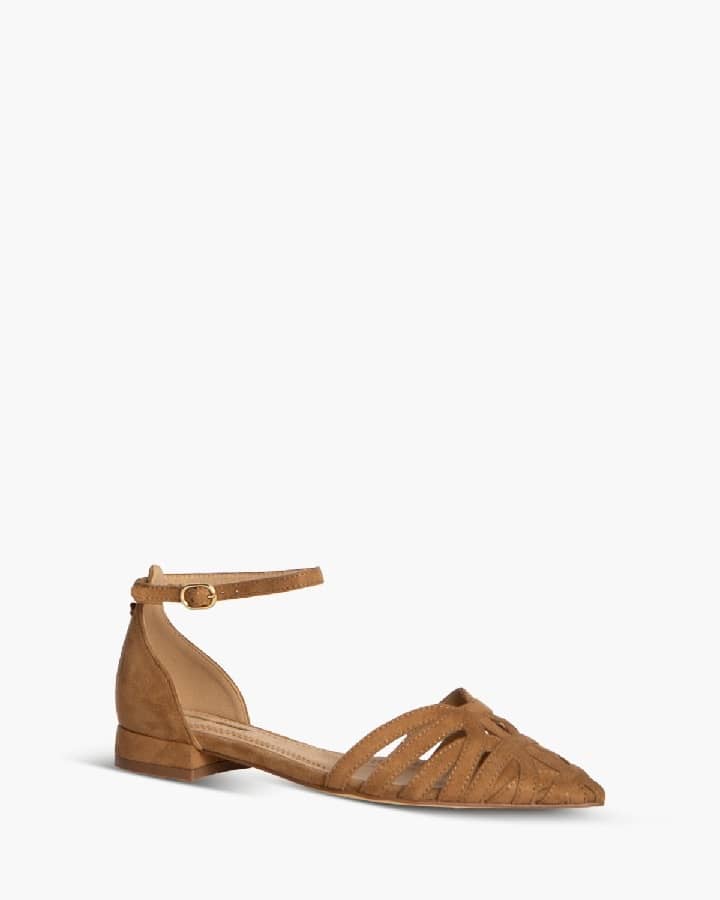 Sapato raso camurça camel