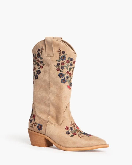 Texanas camel com florzinhas bordadas
