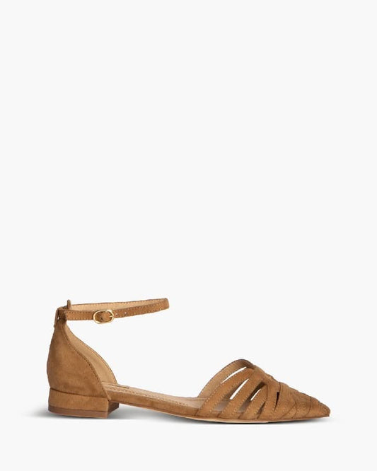 Sapato raso camurça camel